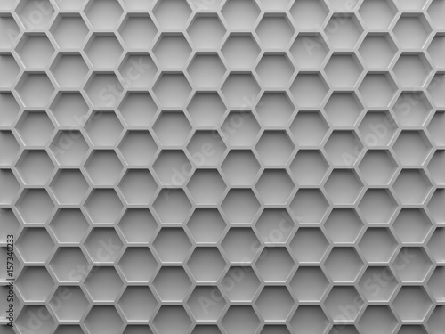 Fototapeta Naklejka Na Ścianę i Meble -  Gray hexagons geometric background for material modern design. 3D illustration. Works for text and website backgrounds, print and mobile application.