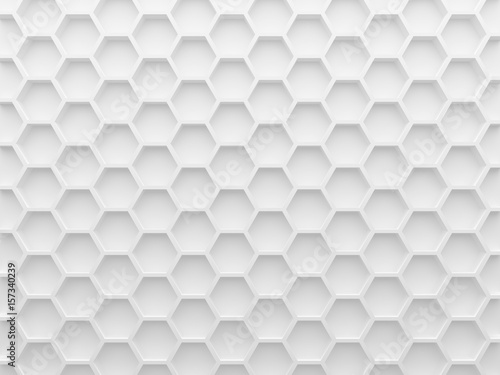 Fototapeta Naklejka Na Ścianę i Meble -  White clean hexagons background picture. 3D illustration. This image works good for text and website background, print and mobile application.
