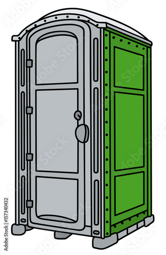 Green and gray plastic mobile toilet