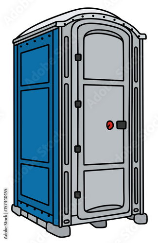 Blue and gray plastic mobile toilet