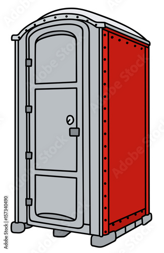 Red and gray plastic mobile toilet