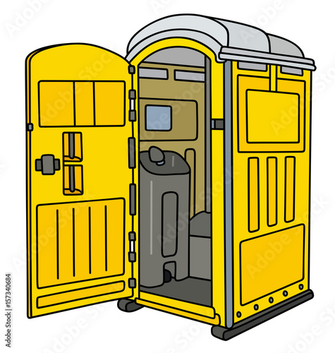 Yellow plastic opened mobile toilet