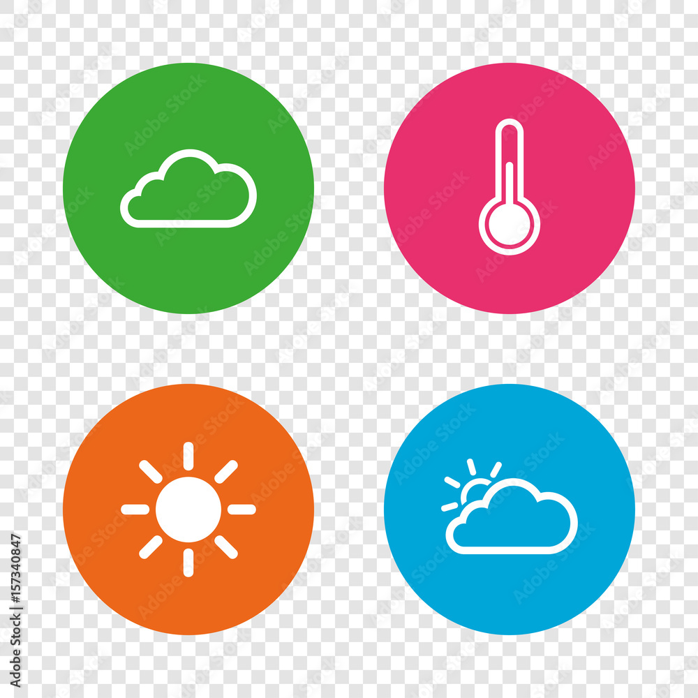 Fototapeta premium Weather icons. Cloud and sun. Temperature symbol.