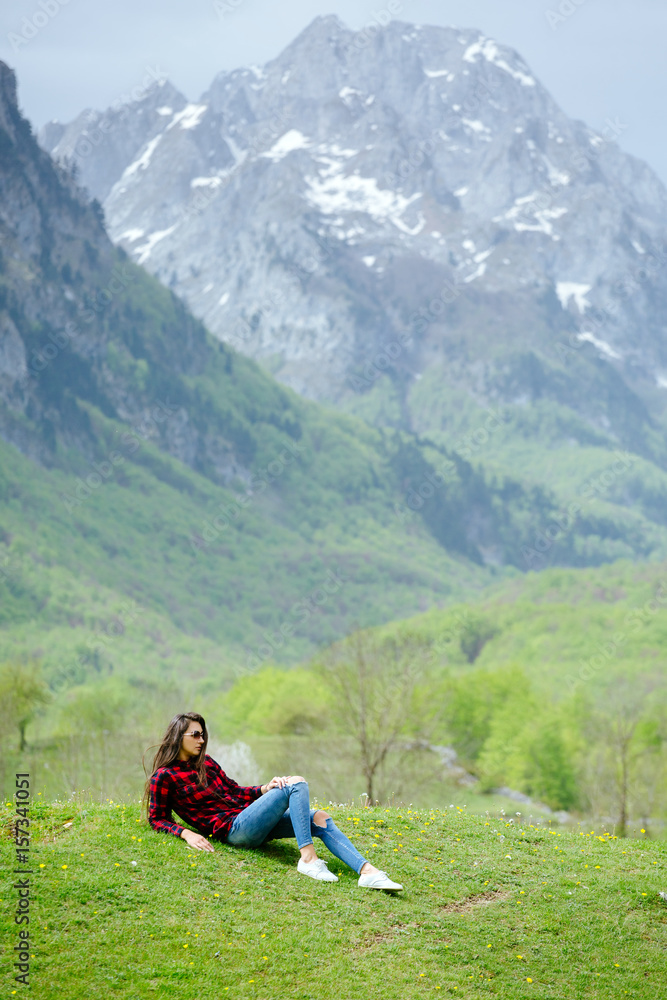 fashion woman relax in mountains