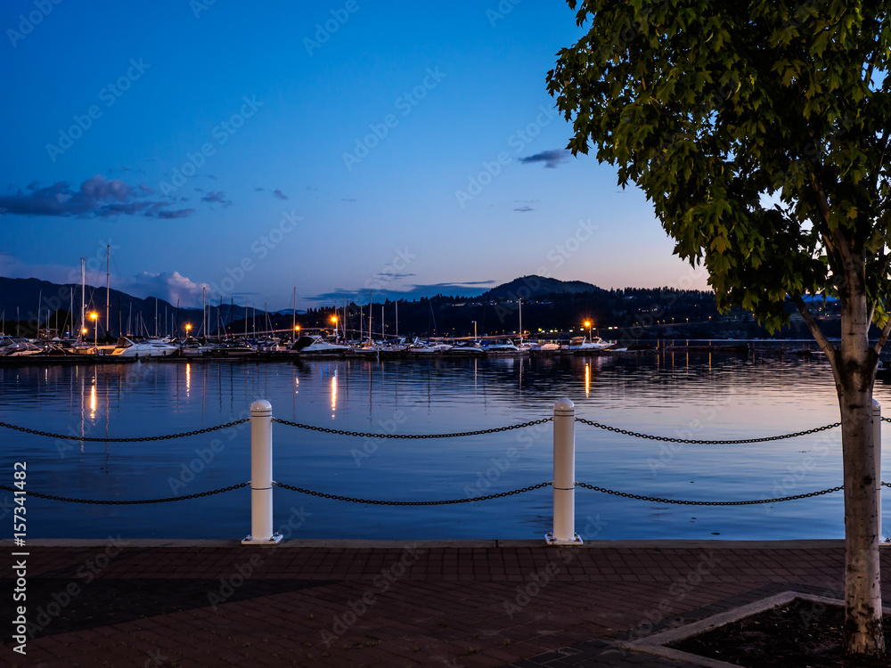 Promenade along the Okanagan Lake waterfront in Kelowna, BC