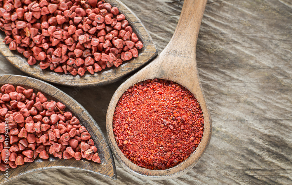 Annatto seeds and powder- Bixa orellana Annatto seeds and powder- Bixa orellana