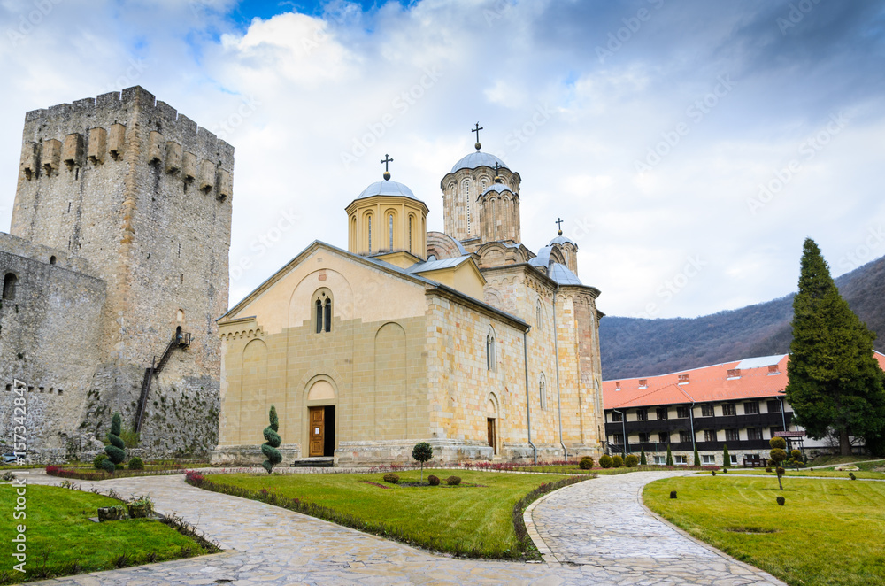 Orthodox Serbian Manasija monastery near Despotovac city, Serbia
