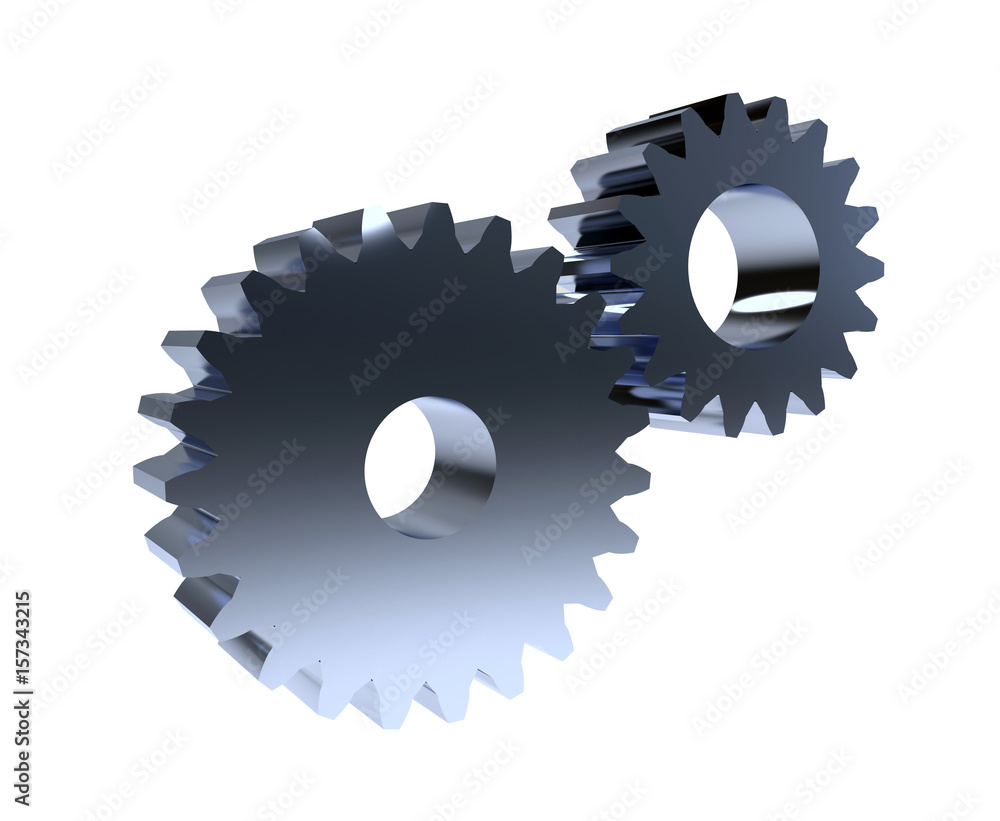 Symbol of Two Gears Icon - 3D Rendering Image
