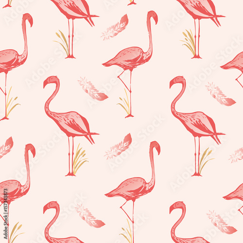 Flamingo seamless pattern. Vector background design with flamingos for wallpaper, fabric, textile.