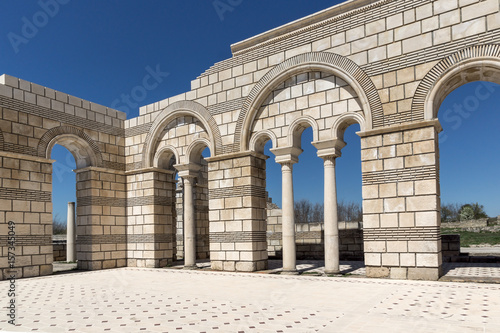 Ruins of The Great Basilica - largest Christian cathedral in medieval Europe near The capital city of the First  Bulgarian Empire Pliska, Bulgaria