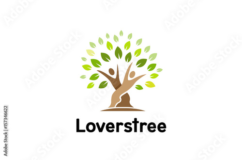 Creative Colorful People Tree Logo Design Illustration