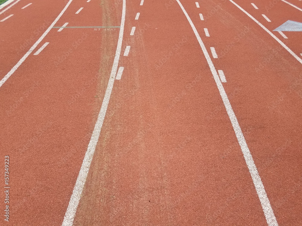 running track with tire marks