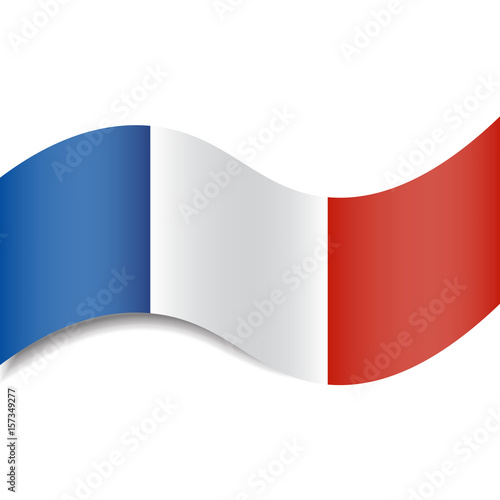 Free Download Waving French Flag or French Tricolour with a shadow made in a flat style isolated. Could be used as background, graphic element in vector illustrations, etc. - GFXLoad