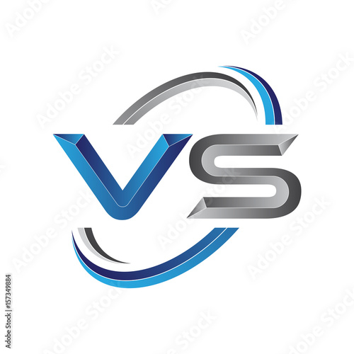 Simple initial letter logo modern swoosh VS