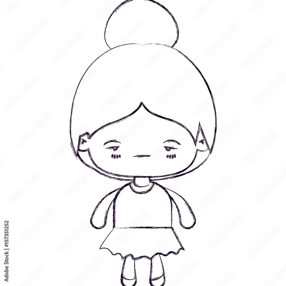 blurred thin silhouette of kawaii little girl with collected hair and facial expression sad vector illustration blurred thin silhouette of kawaii little girl with collected hair and facial expression sad vector illustration