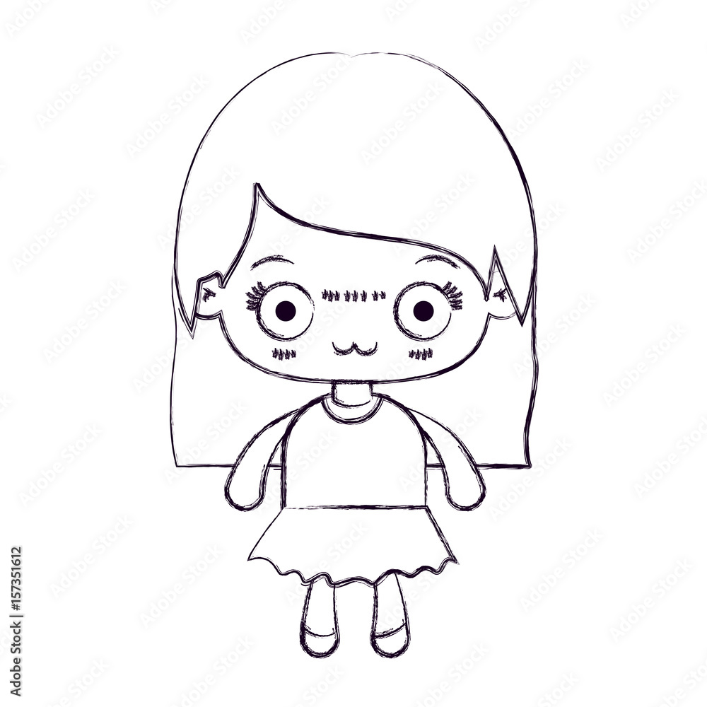 blurred thin silhouette of kawaii little girl with straight hair and facial expression depressed vector illustration blurred thin silhouette of kawaii little girl with straight hair and facial expression depressed vector illustration