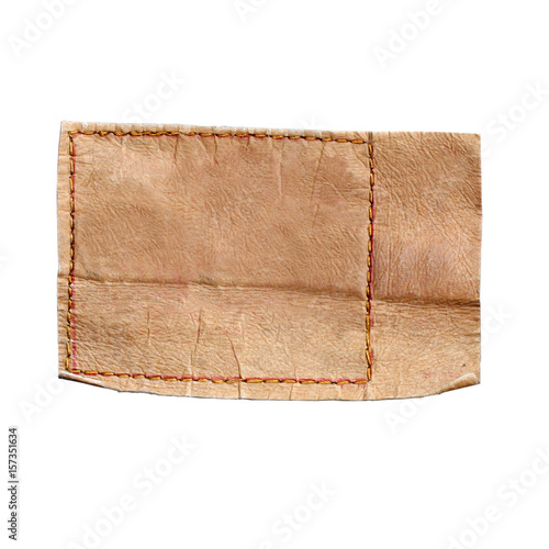 leather label of jeans isolated