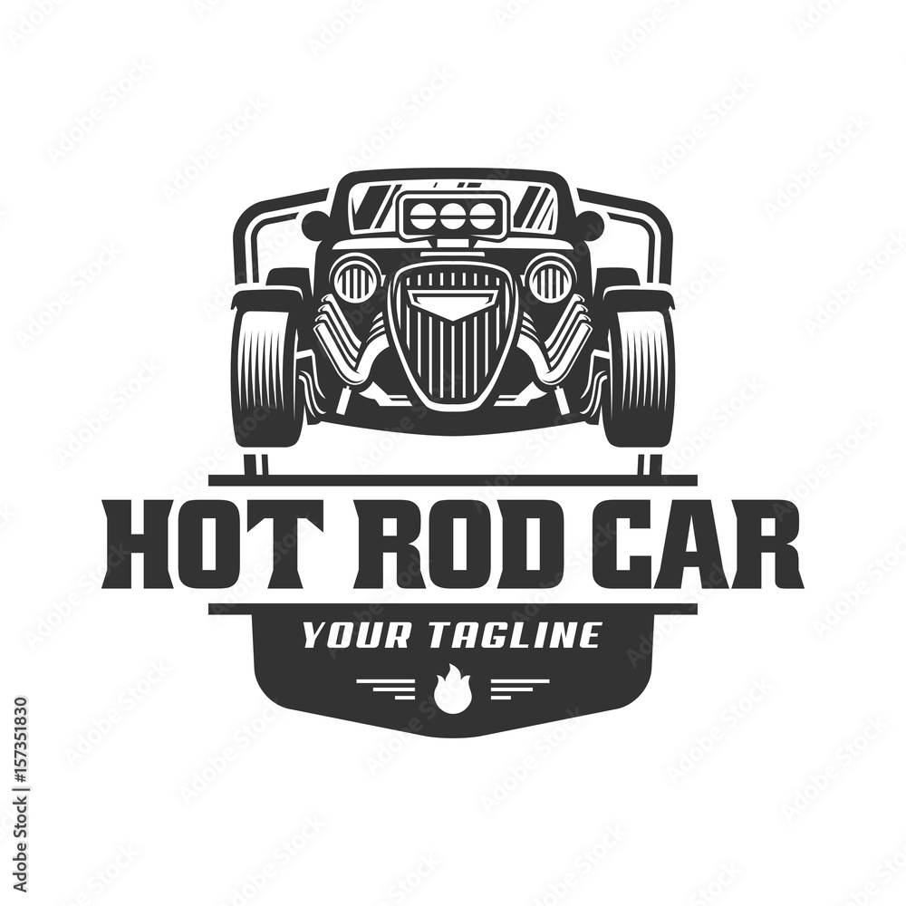 Hot Rod car logo, HotRod vector emblem, Vector Hot Rod car logo design, hotrod vector 