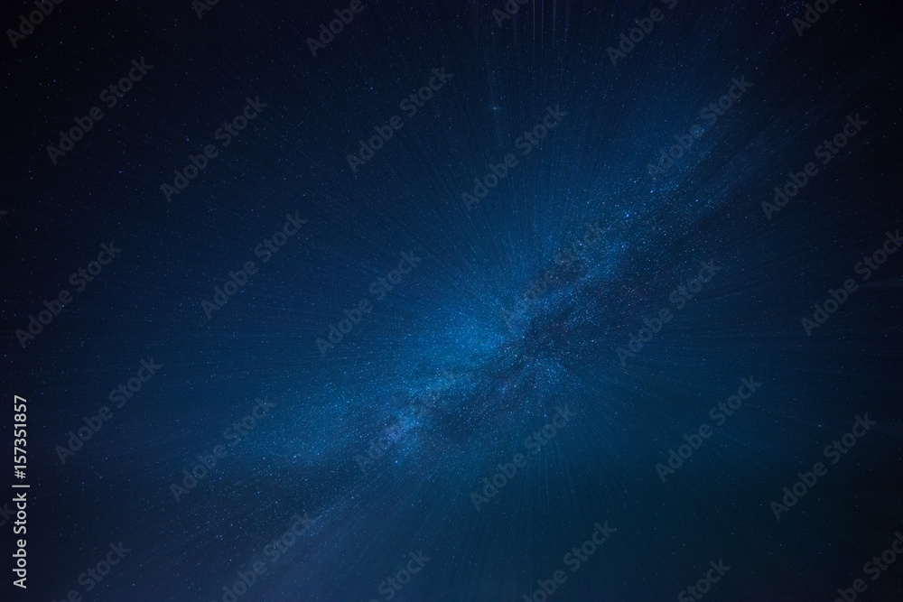 Abstract space with blue star explosion - obrazy, fototapety, plakaty 