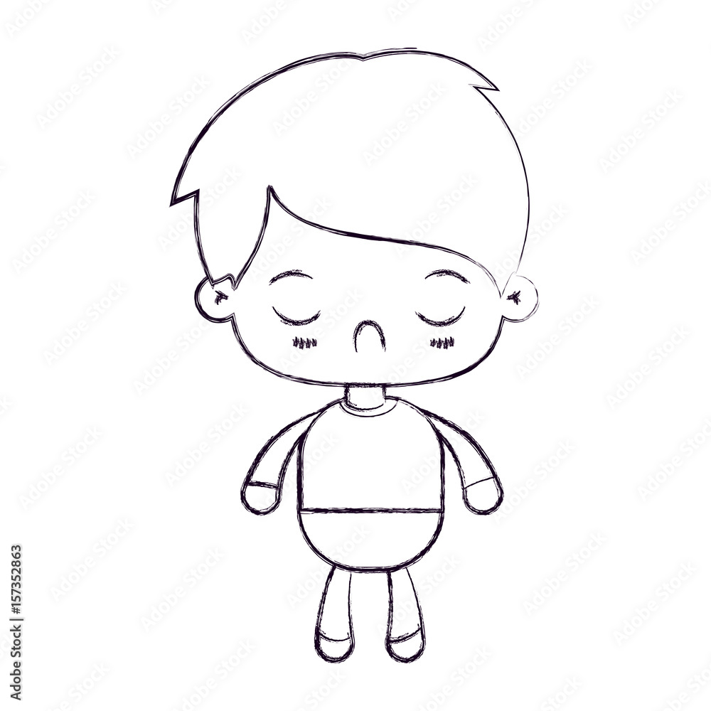 blurred thin silhouette of kawaii little boy with facial expression disgust with closed eyes vector illustration blurred thin silhouette of kawaii little boy with facial expression disgust with closed eyes vector illustration