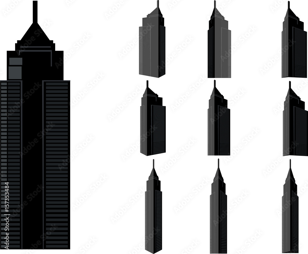 Tower building vector set. Collection of city and landscape.Building with many views Tower building vector set. Collection of city and landscape.Building with many views