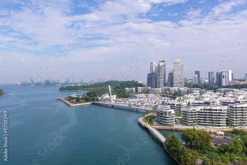 Top view of Singapore river downtown from the roof a skyscraper © CasanoWa Stutio