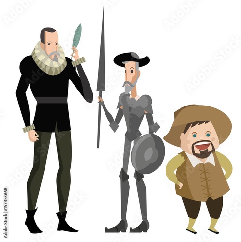Tableau sur toile great spanish writer with quixote and sidekick
