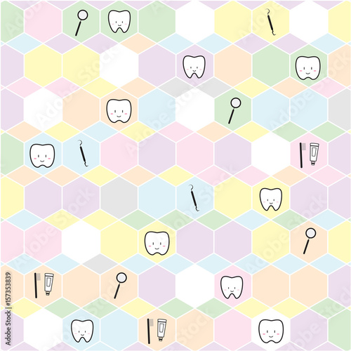 Tooth vector background, light colorful color. Dental health and oral hygiene.