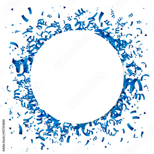 Blue confetti with a large white circle