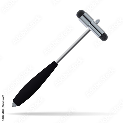 Neurological hammer. Medical instrument used to test reflexes. A realistic image. Isolated object. Vector