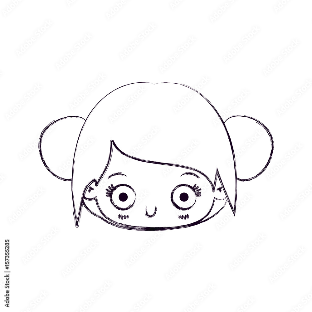 blurred thin silhouette of kawaii head cute little girl with collected hair vector illustration blurred thin silhouette of kawaii head cute little girl with collected hair vector illustration