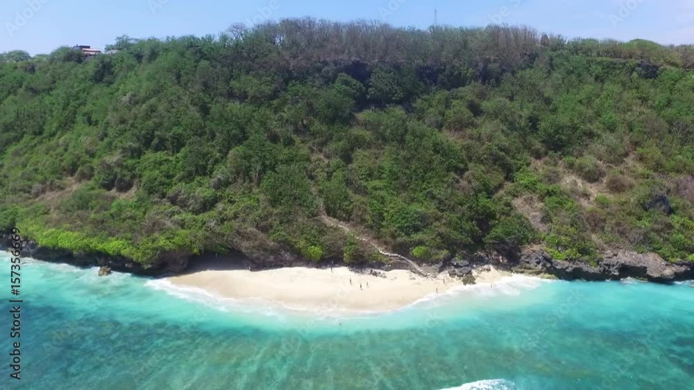 Zoom out aerial view of beautiful tropical forest on island Zoom out aerial view of beautiful tropical forest on island