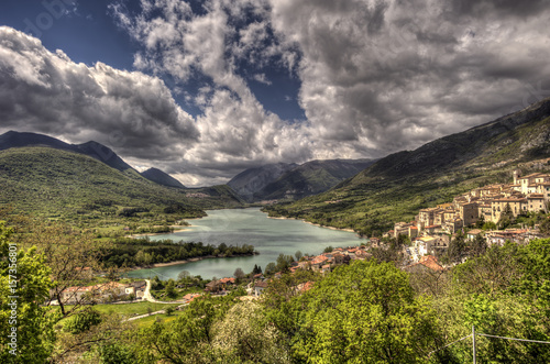 landscape of lake Barrea, Abruzzo, Italy