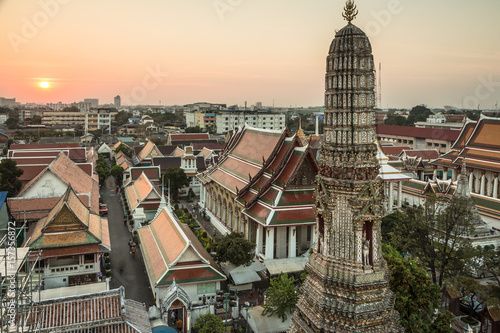 Sunset over Wat Arun in Bangkok city