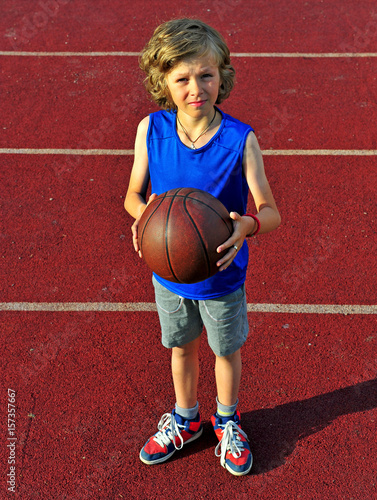 Little basketball player ready for shot
