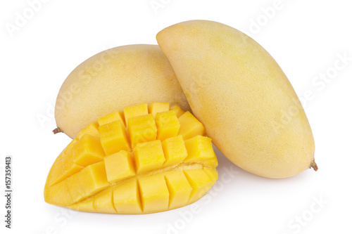 yellow mango fruit on white background