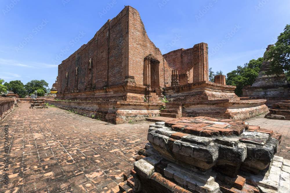 Wat Gudidao the old temple in Ayutthaya, Built during the reign of King Narai the Great in 2254 - 2256 B.E., Thailand