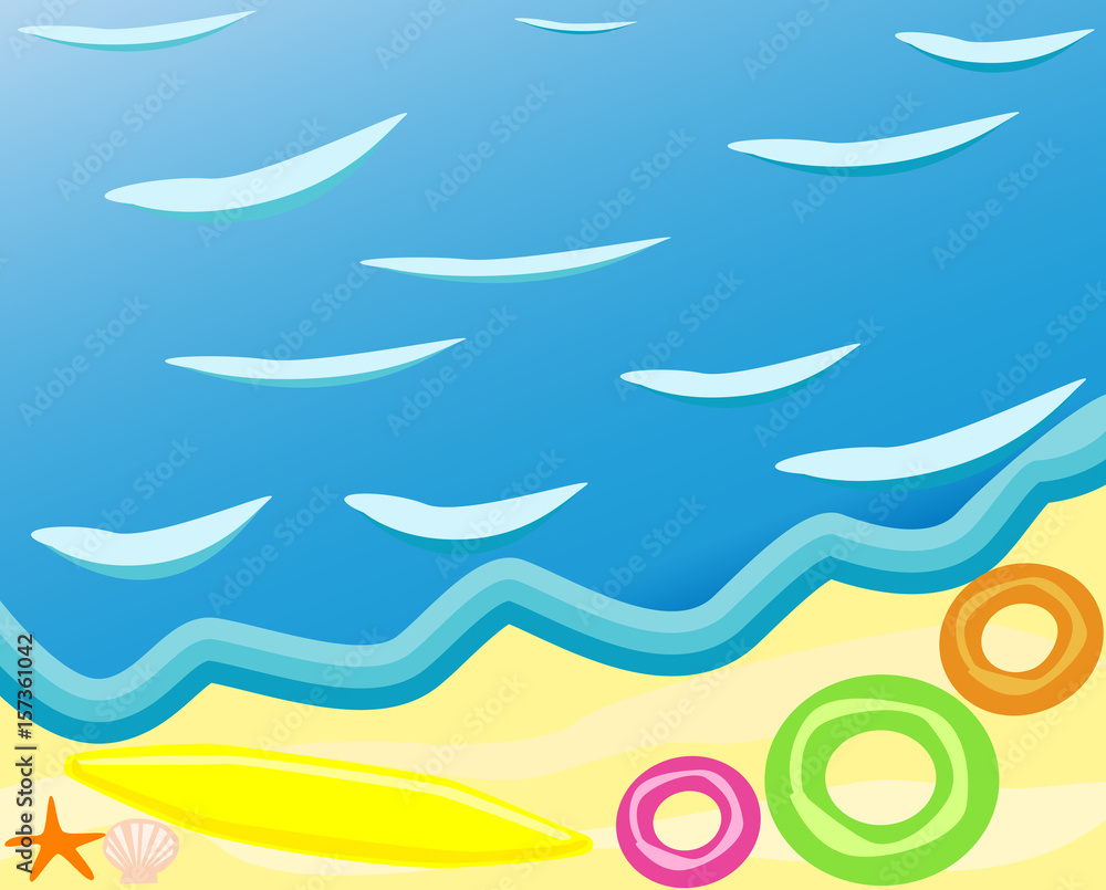 Obraz premium Vector beach with waves