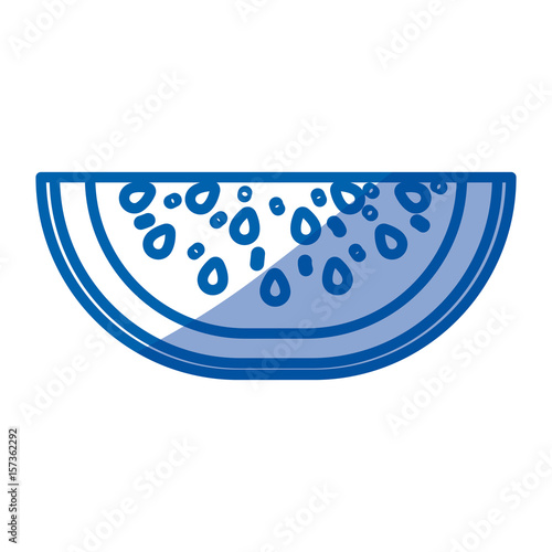 blue shading silhouette of watermelon fruit cut vector illustration