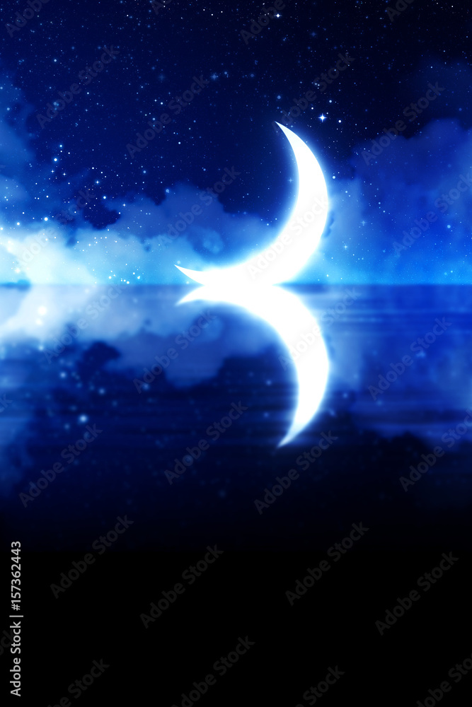 Crescent Moon over Starry Sky Crescent Moon over Starry Sky