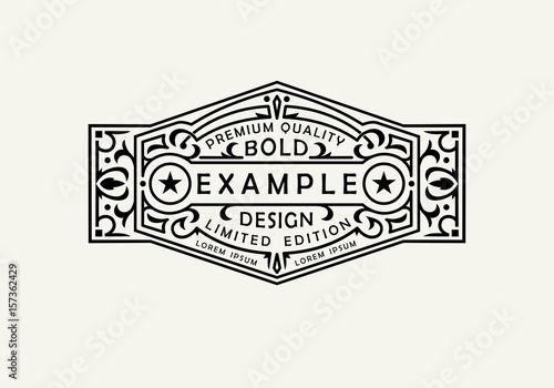 Modern emblem, badge, label, monogram template. Luxury elegant frame ornament line logo design vector illustration.