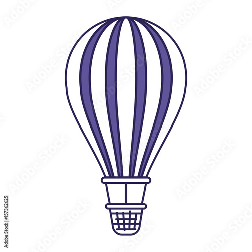 purple line contour of hot air balloon vector illustration