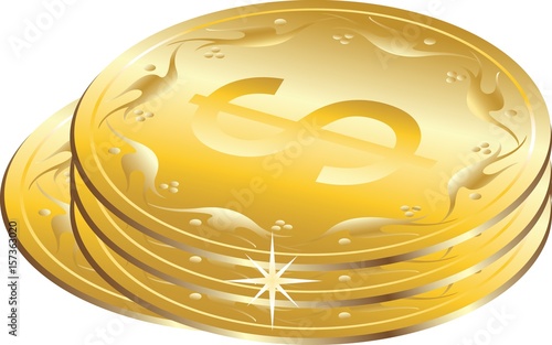 Coins. Composition from shining coins. Vector illustration (EPS8). All parts (object) closed, possibility to edit, without transparence