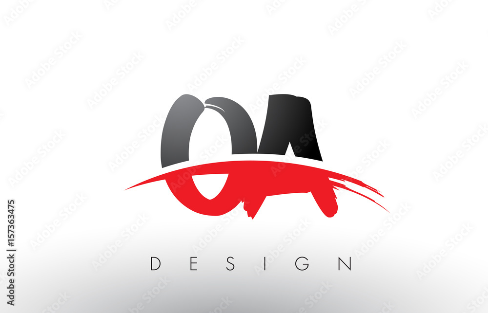 OA O A Brush Logo Letters with Red and Black Swoosh Brush Front Stock ...