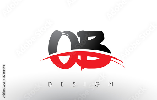 OB O B Brush Logo Letters with Red and Black Swoosh Brush Front