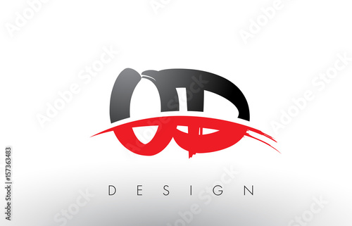 OD O D Brush Logo Letters with Red and Black Swoosh Brush Front photo