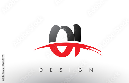 OI O I Brush Logo Letters with Red and Black Swoosh Brush Front