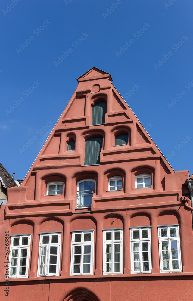 Facade of a red house in Luneburg