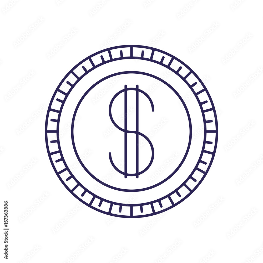purple line contour of coin icon vector illustration purple line contour of coin icon vector illustration