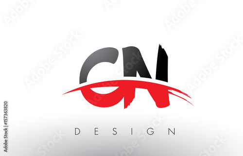 CN C N Brush Logo Letters with Red and Black Swoosh Brush Front